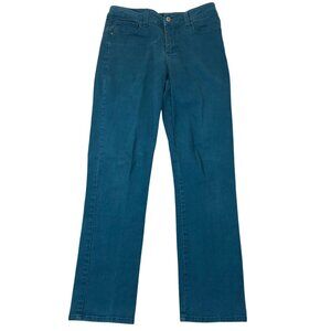 Lee Womens Jeans Size 6 Classic Fit Straight Leg Casual Y2K Teal Embroidered